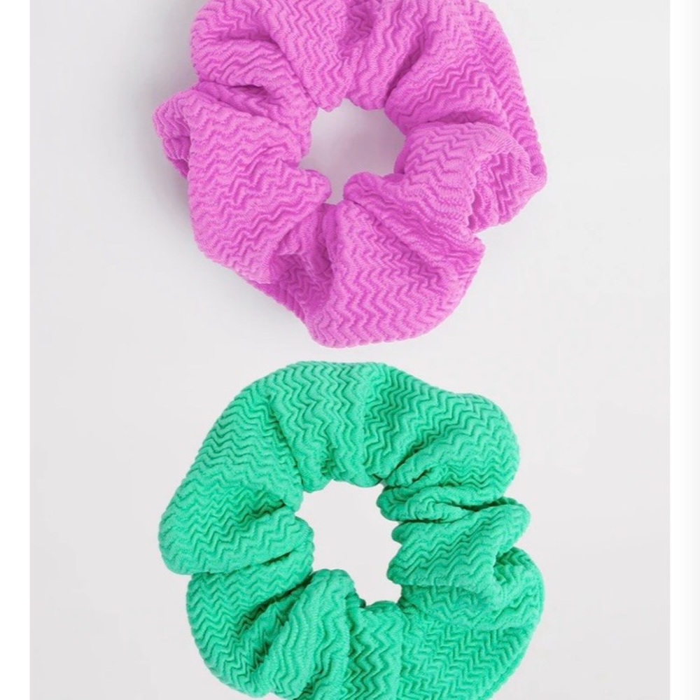 Seafolly Pink and Green Scrunchie Duo